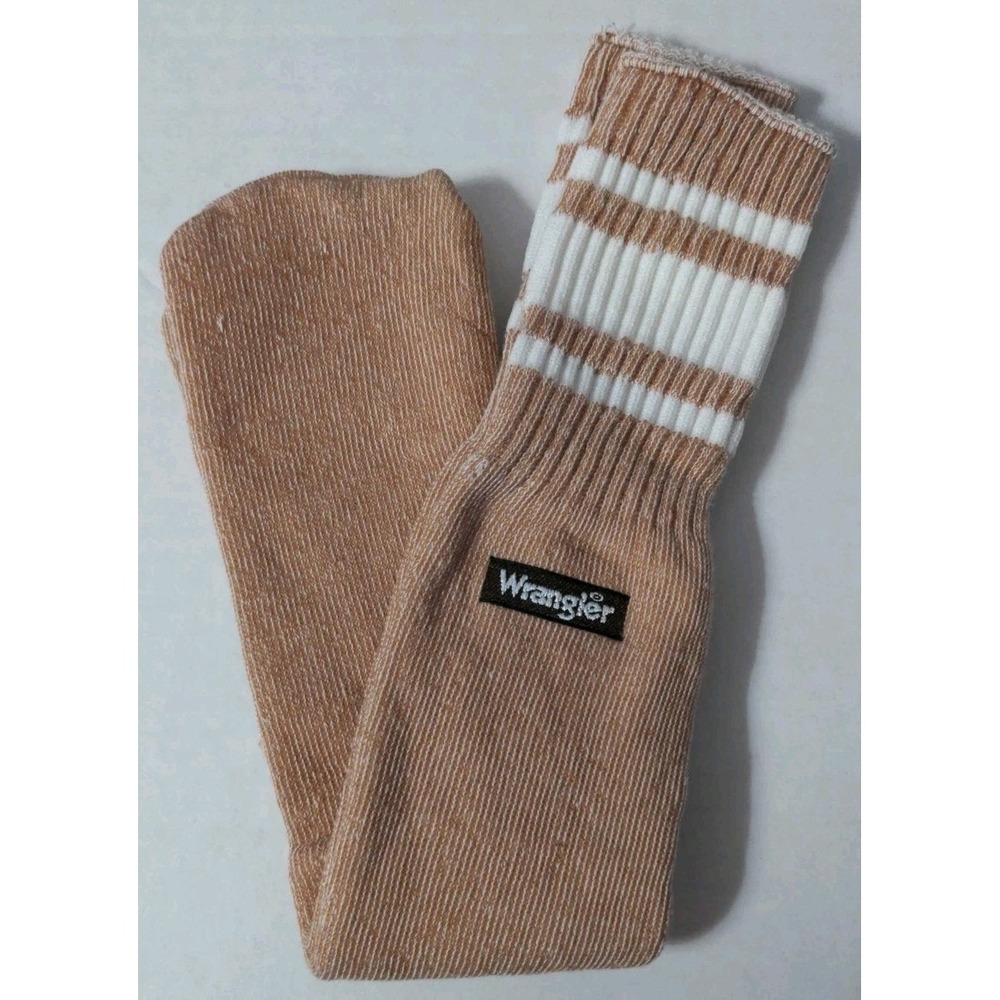 Vintage Wrangler Terry Knee Tube Socks Women's Beige Tan White‎ 1980's NOS USA